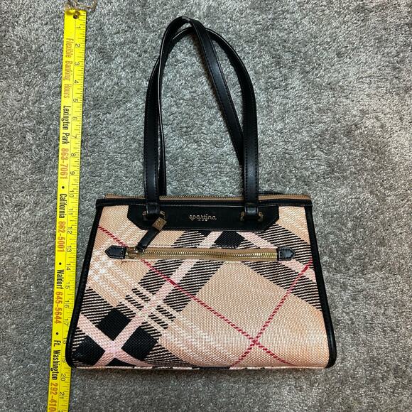 Spartina 449 Natural Linen Genuine Leather Bag Purse - Picture 6 of 11